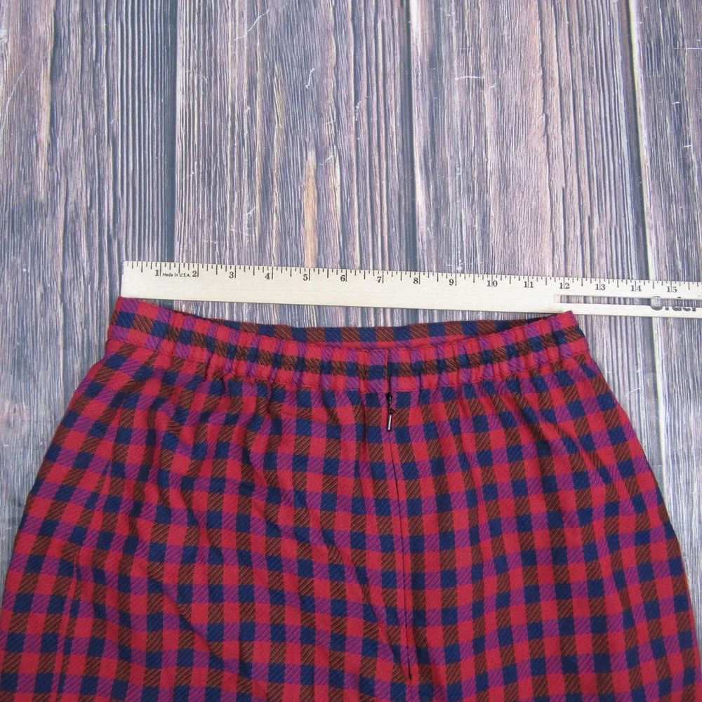 Patricia Magala Skirt Womens 8 Red Plaid Pencil Knee Length Lined Tweed Work